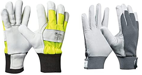 Gebol Worker Pro Thermo Comfort | Größe XL(Gr 10) | Gelb Schwarz Weiß | 1 Paar Uni Fit Comfort | Arbeitshandschuhe aus Leder mit Klettverschluss | Für Herren | Größe XL(Gr 10) | Weiß | 1 Paar