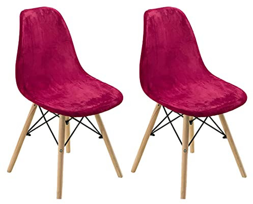 YOPOIY Samt Schalenstuhl Stuhlhussen 2er-Set 4 6 Stretch Soft Stuhlhussen Abnehmbar Und Waschbar Küchenstühle Husse Für Küche Wohnzimmer -Rot-2 Stück