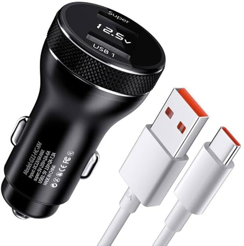 ACAGET 67W Zigarettenanzünder USB Ladegerät für Xiaomi 17 17T 15T 14T 13T | Auto Schnellladegerät mit USB C Kabel 1M für Mi Turbo-Charge für Redmi Note 17 15 14 13 12 11S Pro für POCO F8 F7 X7 X6 M6Pro