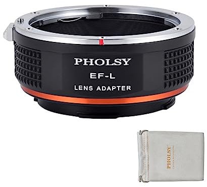 PHOLSY Objektivadapter EOS-L Manueller Fokus Kompatibel mit Canon EOS EF EF-S Objektiv und Leica L Mount Kameragehäuse, EF auf L Mount