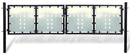 JUNZAI Zauntor (Einzeltor), Gartentor, Gartentüren, Garten Tor, Garten Tür, Gartenpforte, Garden Gate,Schwarz 300x150 cm