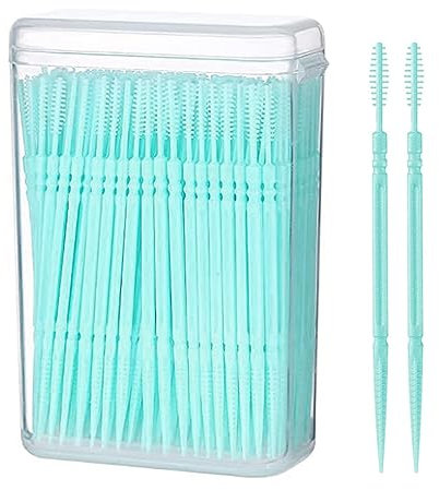 Cepillos interdentales de silicona,Cepillos Interdentales,Limpiador de Dientes Dental,Cepillo dental de silicona Hilo dental,palillo de dientes de silicona,Palo de Hilo Dental de Silicona,200PC,Verde