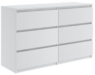 Tesconcept Kommode mit 6 Schubladen 140cm Weiß Matt, Sideboard Schrank, Mehrzweckschrank Regal Wohnzimmer Schlafzimmer Möbel | 140x77x33cm | Spanplatte Plattenstärke 16mm4