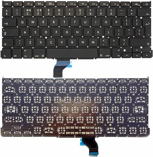 Generic Replacement Keyboard UK Layout with Backlit Compatible for MacBook Pro Retina 13 A1502 (Late 2013 - Early 2015), Durable, Easy to Install