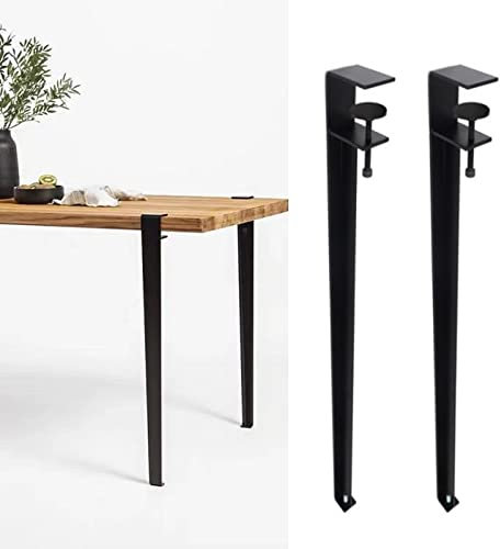 GYLRFA Metal Clamp Table Legs, F-shaped Furniture Legs, Coffee Table Legs Bar Legs, DIY Furniture Console, No Punching Design, Floor Protectors, 40cm(15.7in), Black (2 Pack)