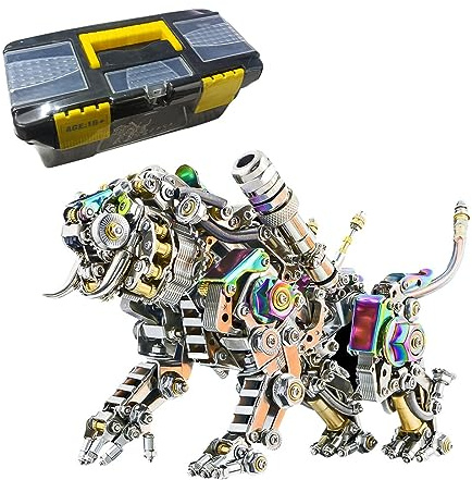 Foxcokie Tiger 3D-Metall-Puzzles für Erwachsene, mechanische Tiger-Puzzles, 3D-Metall-Kits, Geschenkornamente für Wohnzimmer, Büro-Kollektion, 700 Teile +