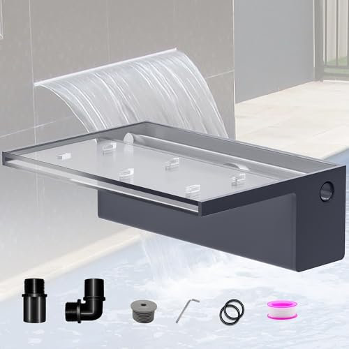 LONGRUNNEW Kit con lama a cascata per laghetto, fontana in acrilico da 30 cm, con accessori, larghezza 20 cm, cascata per giardino, patio, stagno