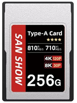 SANSHOWSD CFexpress Type A Memory Card, Up to 810MB/s Read & 710MB/s Write for 4K 8K Recording RAW Video& Photo, Compatible with Sony Alpha&FX Cameras, Supports PCle 3.0 (PRO, 256GB)