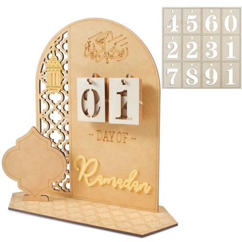 Eid Mubarak Kalender,Ramadan Kalender aus Holz, Ramadan Dekorationen Countdown,DIY Eid Dekorationen für Ramadan Partys,Ramadan Geschenke für Kinder