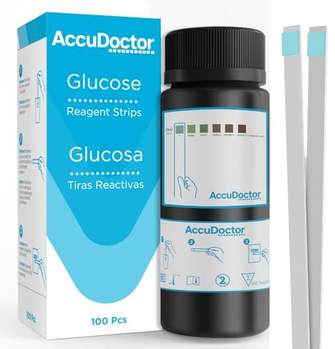 100 Accudoctor Test de Glucosa en Orina - 100 test de tiras de glucosa uronalisis tiras de orina test rápido glucosa tiras reactivas de orina para glucosa prueba de glucosa mediro de glucosa