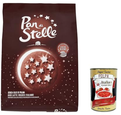 Italian Gourmet Biscotti cacao e stelle 3 x 700g, italienische Kekse | Dolci frollini da colazione; knusprig zu Kaffee oder Milch, ideale, Gesamtnettogewicht 2,1 kg + Kostenlos Polpa 400g