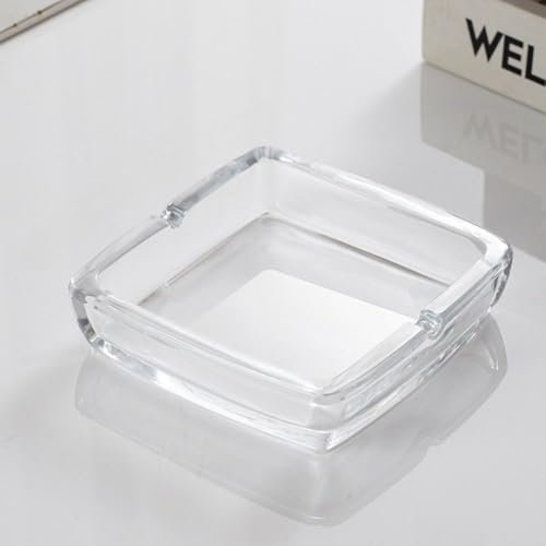 Mairuker Glasaschenbecher für Zigaretten, robuster Zigarren-Aschenbecher für drinnen und draußen, klassischer quadratischer Aschenbecher für Zuhause, Büro, Desktop-Tischplatte, Terrassentisch