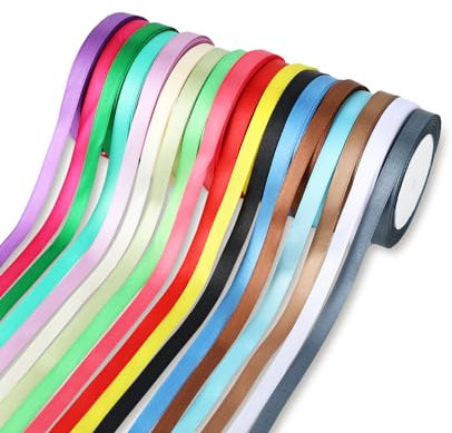 Wenrescry Lot de Rubans Satin 18 Couleurs 10mm x 20m, Ruban Cadeau pour Bricolage DIY, Emballage Cadeau, Décoration Mariage, Nœuds Cheveux, Ruban Décoratif pour Artisanat Créatif et Fêtes
