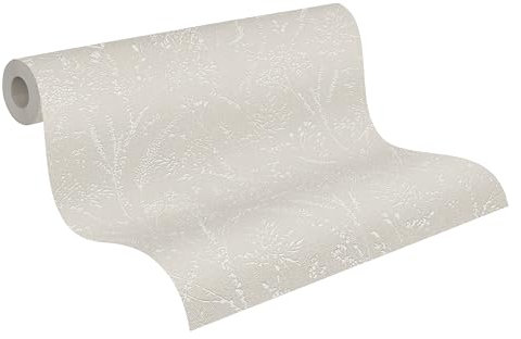A.S. Création Pure Elegance Vliestapete mit floralem Muster 0,53 x 10,05 m – Braun, Beige, Weiß - Blumentapete im Landhausstil Made in Germany - 397661