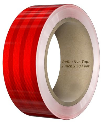 Duccinp Nastro riflettente rosso, 10 m x 5 cm, impermeabile, nastro catarifrangente, autoadesivo, per strada, biciclette, caschi, moto, attività all'aperto