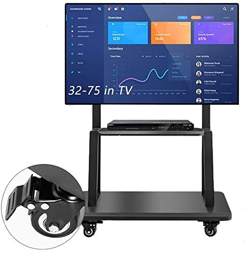 TV Rack Furniture Company Carro de Soporte de TV con Ruedas de Bloqueo, televisores de Plasma de Pantalla Plana de 32-75 Pulgadas, para Dormitorio, Sala de Estar, Oficina, Soporte para Estante de TV