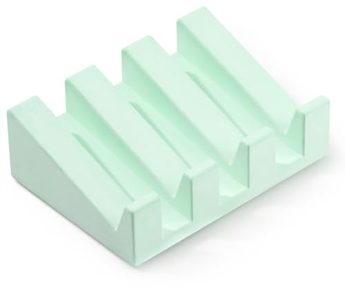 Luxspire Porte-Savon en Pierre Absorbant l'Eau - Boîte à Savon avec Drain en Terre de Diatomée pour Salle de Bain et Cuisine - Support à Séchage Rapide, Vert