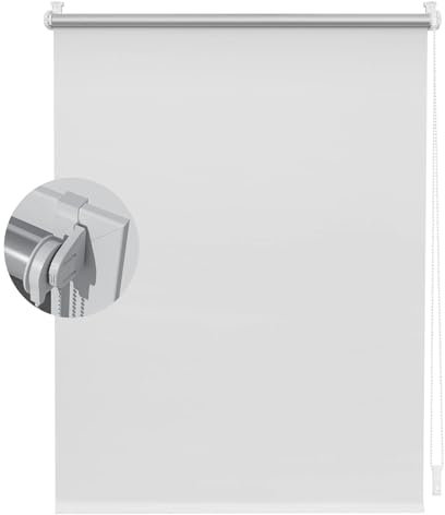 Verdunkelungsrollo Ohne Bohren Klemmfix 35 x 80 cm Sichtschutz, Lichtschutz, Rollo Seitenzugrollo Verdunkelung Flexibler Seitenzug Easyfix Rollo für Fenster & Tür, Weiß
