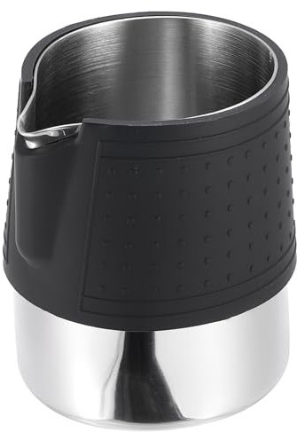 sourcing map Milk Frothing Pitcher, 12oz / 350ml Stainless Steel Milk Frother Cup Jug for Milk Steaming Pitcher Latte Art Cappuccino Coffee Espresso Accessories Tool, Black