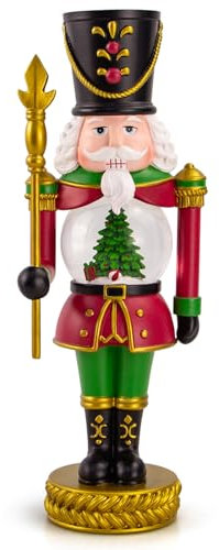YT3 Studio Christmas Nutcracker Ornaments with Snow Globe, 8.3 Christmas Nutcracker Figures Traditional Painted Nutcracker Soldier Puppets Collectible Nutcracker Dolls Home Decor