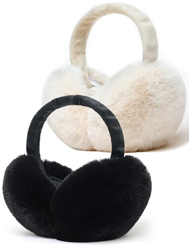 Unning 2 Stück Ohrenwärmer Damen Winter Verstellbar Ohrenschützer Faltbare Warme Weiche Ohrenschutz Earmuffs für Women