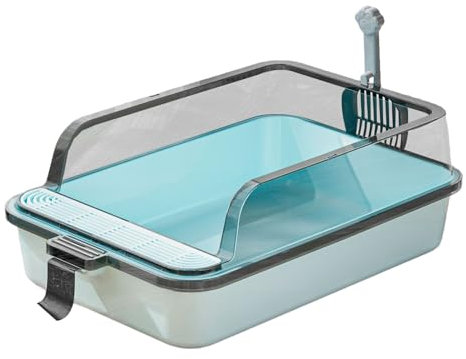 Colcolo Katzentoilette, Katzenklo mit hohem Seitenrahmen und offener Oberseite, für Kätzchen und kleine Haustiere, 52 cm x 34 cm x 19 cm, Blau