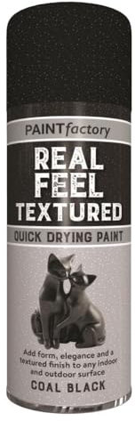 RAPIDE PF Real Feel Textured Spray Paint Coal Black 400ML - Adds Form, Elegance & Textured Feel to Indoor & Outdoor Surfaces | Perfect for Crafts, Hobbies & DIY Projects | Metal, Wood & Plastic