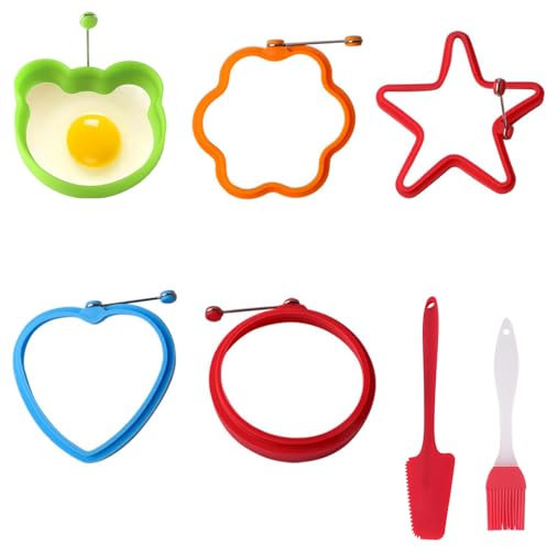 5Pcs Silicone Egg Rings for Fried Eggs - Moulds for Frying & Shaping Breakfast Pancakes