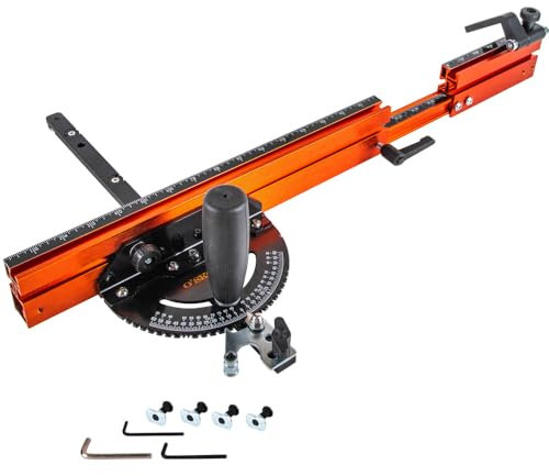 O’Skool Miter Gauge Extension Fence System with Standard Slot and Stop Holes,Telescoping Fence and Flip Stop