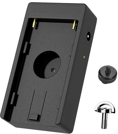 F1TP NP F Battery Plate,NP-F Battery Adapter Plate for DSLR Mirrorless Cameras, with LED Power Indicators, 1/4 Screw Hole Compatible with NP F550, NP F970, NP F770 Battery (NP F V1.0)