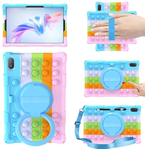 EspZanthic Custodia Cover per Honor Pad X8a/Huawei MatePad SE 11 Pollici 2024, Supporto Rotante a 360°/ Cinturino per Mano, Silicone Antiurto con Tracolla, Stilo