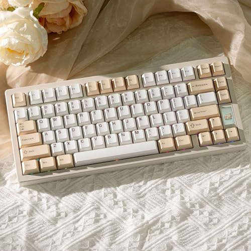Chilkey ND75 Clavier mécanique de jeu sans fil 75 % en aluminium avec écran LCD, assemblage rapide, BT/2,4 G/USB-C, remplaçable à chaud par touche RVB, beige, pour ordinateur portable, bureau