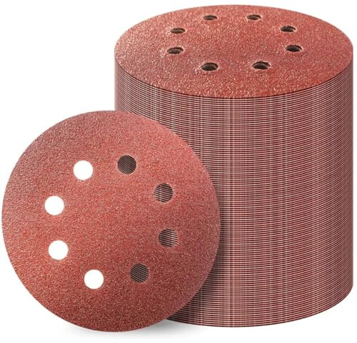 50pcs 125mm 5 Sanding Discs 40-240 Grit Orbital Sander Sheets Sandpaper 8 Hole Pads for Random Orbital Sander