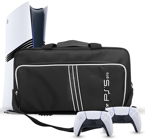 Genérico Funda de Transporte para PS5 Pro, Bolso de Hombro Consola Controlador Accesorios Bolsa de Viaje Protectora portátil Bolsa de Almacenamiento de Gran Capacidad
