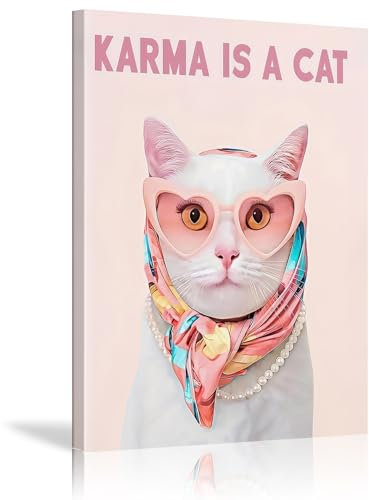 BFKDKG Taylor Poster Wandkunst, Karma Is A Cat Albumdrucke, Songtext-Poster für Schlafzimmer, rosa Raum-Wanddekoration, Musikkunst-Wanddekoration für Mädchen-Fans, 40,6 x 61 cm