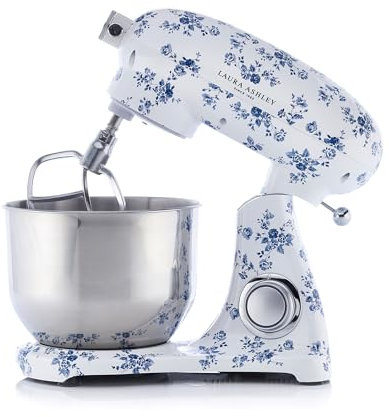 Laura Ashley 6 Litres Die Cast Metal Stand Mixers for Baking - 1800W Easy to Use 6 Speed Food Mixers for Baking with Bowl - Dough, Cake Mixer Machine with Dough Hook, Beater, Egg Whisk & Splash Cover
