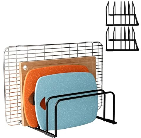 GmeDhc Set of 2 Metal ChoppingBoard Holder with 5 Slots, Baking Tray Organizer