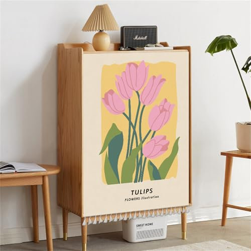 Highdi Schrankvorhang mit Klett, Schrank Vorhang Küche für Regal Selbstklebend Privatsphäre Schrankgardine für Küche, Kleiderschrank, Kommode (Schöne Blume C,W50xH70cm)