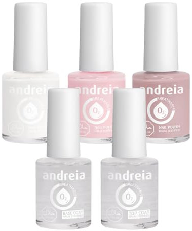 Andreia Halal Breathable Nail Polish Collection - Water Permeable Glossy Nail Polish Set - Vegan & Cruelty-Free - 3 Best-Sellers plus Base and Top Coat - 52.5ml