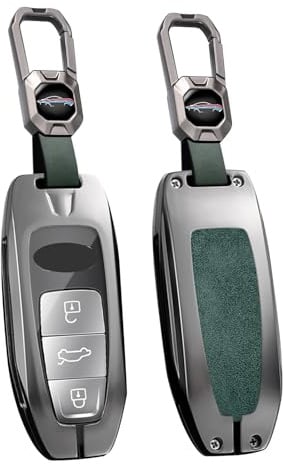 HIBEYO Autoschlüssel Hülle kompatibel mit Audi Q8 RSQ8 A6 C8 S6 RS6 A7 S7 RS7 A3 8Y A8 D5 4N RS E-tron GT Q4 4M Zubehör Schlüsseletui Schutzhülle Schlüsselhülle Schlüsselgehäuse Fernbedienung-Grün