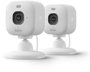Blink Mini 2K+ (newest model) – Plug-in Home & Pet Indoor Security Camera with 2K video resolution, night vision, enhanced audio, motion detection – 2 cameras (White)