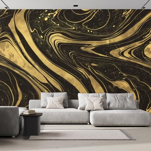 Fototapete Marmor mit Blattgold 450x315cm Seide Foto Tapete Moderner Luxus XXL Wandtapete für Wohnzimmer Schlafzimmer Esszimmer Wanddekoration