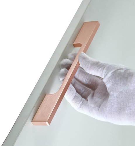 Tiradores de cajón de oro rosa – Tiradores modernos de arco de armario, manijas de puerta de muebles, accesorios de aluminio, 1 pieza