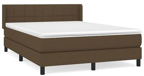 Eleganz Boxspringbett mit Matratze 140x200 cm Dunkelbraun Stoff – Bequemes Bett für Schlafzimmer, Langlebig & Stauraum Unterbau – Modernes Design für Erholsamen Schlaf