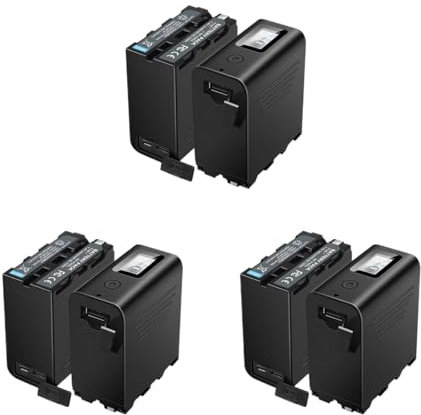 Lot De 2 Batteries for Appareil Photo NP-F970, avec Câble Micro USB, Compatibles avec Sony NP-F, NP-F970, NP-F975, NP-F980, NP-F960, NP-F770, NP-F750, NP-F550(6Pack)