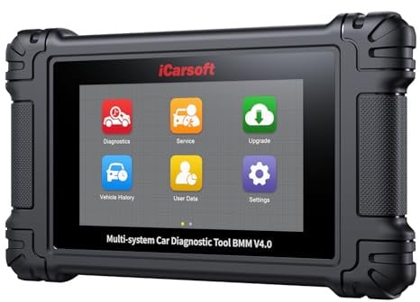 iCarsoft BMM V4.0 Bidirektionales Diagnosegerät für BMW/Mini/Rolls-Royce + 2 optionale Markenpacks, Vollsystem OBD2-Scanner mit 18 Services für BMW, Active Test, Auto VIN, Kostelose Updates