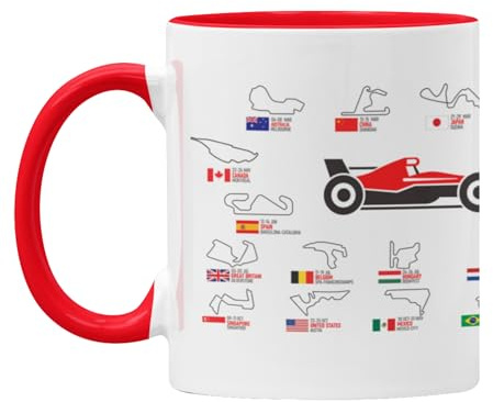 LA CASA DE LAS TAZAS® Taza Fórmula 1 con Circuitos de Grandes Premios – Regalo Original para Fans del Automovilismo – Cerámica 330ml – Apta Lavavajillas y Microondas – F1 Mug (Formula 1 2026)