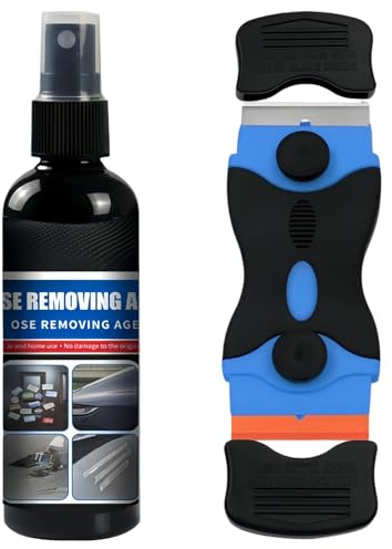 Sticky Stuff Remover & Adhesive Remover Spray,Glue Remover for Cars & Floor,Sticker Remover Kit with Scraper Tool,Plastic Cleaner,Portable Design,Effective Cleaning,Easy to Operate,Wide Application