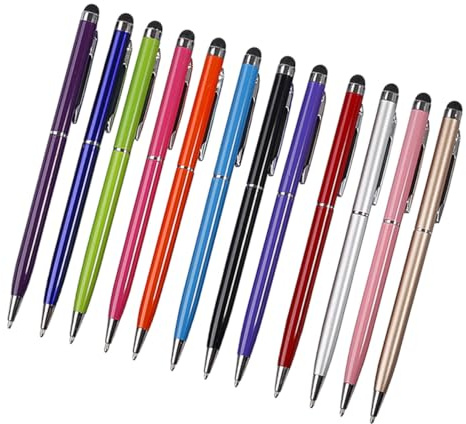 Lot de 12 Stylets de Dessin Numérique en Aluminium | Écriture Naturelle, Format Fin et Léger, Interaction Rapide, pour Annotation de Documents et Dessin Couleur Aléatoire