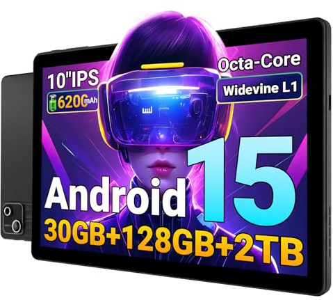 Gleeso 10 Inch Tablet Android 15 with 30GB RAM+128GB ROM (1TB Expandable), Octa-Core, 1280x800 IPS HD Touchscreen, 5MP+8MP Dual Camera, 6200mAh, Widevine L1(Black)